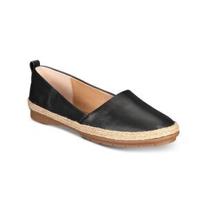 LUCCA Womens Black Naomi Toe Block Heel Slip On Leather Espadrille Shoes 5 M